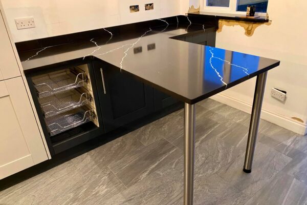 Roktops Worksurfaces LTD | Gallery | Quartz Worktops | Quartz worktop with wine cooler