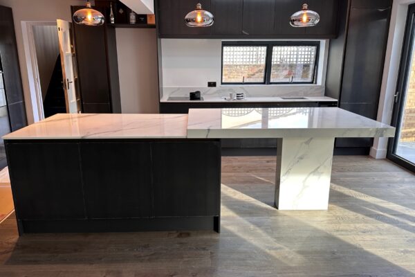 Roktops Worksurfaces LTD | Kitchens | Kitchen Worktops | Quartz kitchen worktop on wooden floor